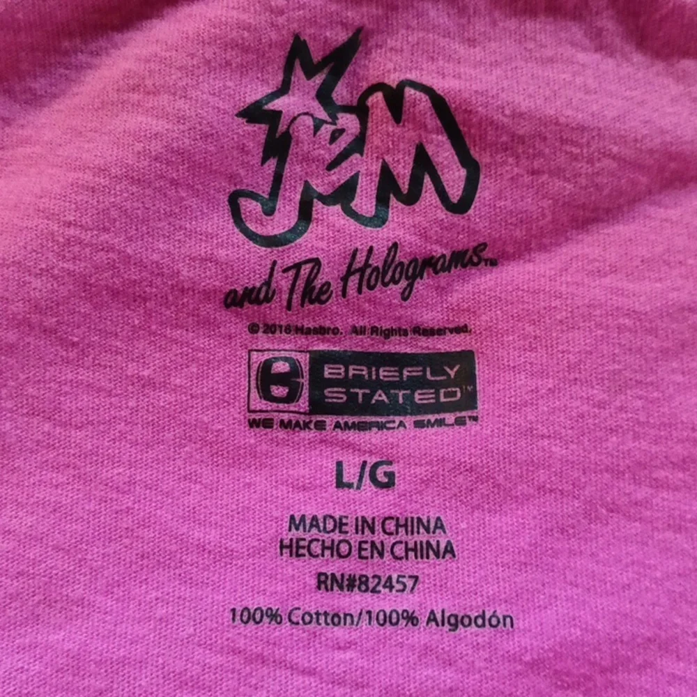 BRIEFLY STATED GEM & the HOLOGRAMS Pink T-Shirt with Cartoon Print Size Large - Picture 3 of 4